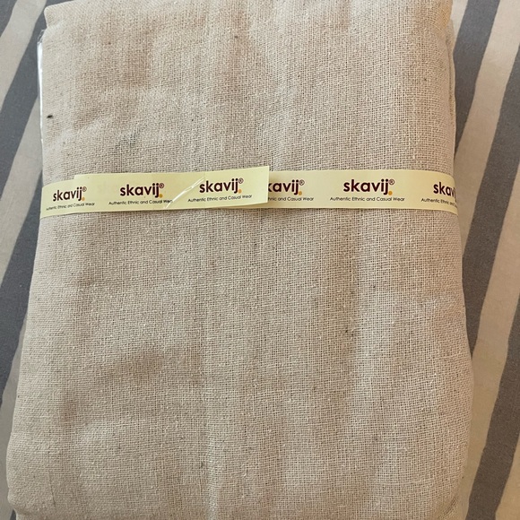 Skavij Men's Tunic Cotton Angrakha Kurta Pajama Party Dress Set Off-White - Picture 3 of 5